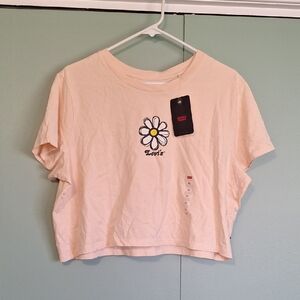 Nwt Levis Peach Floral Crop Short Sleeve Shirt Size Xl